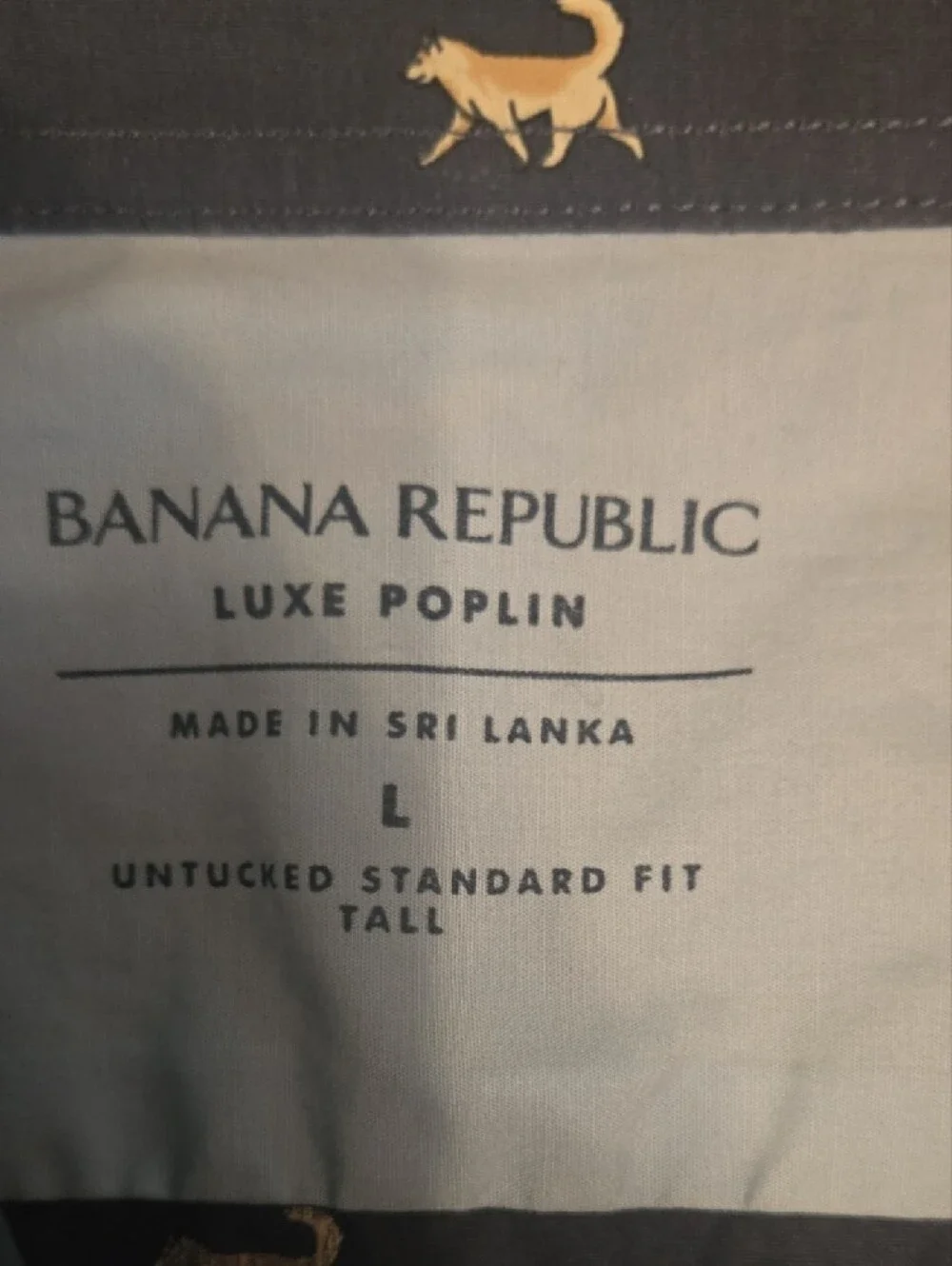 Banana Republic Navy Button-Down Shirt with Cream Dog Motif